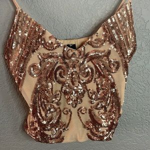 Fun rose gold sequence top
